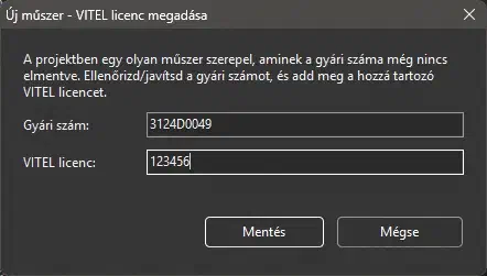 VITEL licenc megadása